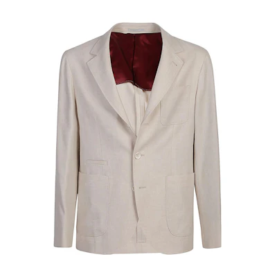 Brunello Cucinelli Khaki Solid Color Long Sleeve Blazer Jacket MN4857BND-C005