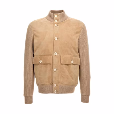Brunello Cucinelli Khaki Solid Stand Collar Button-Up Jacket M0PCL1955-CKS66
