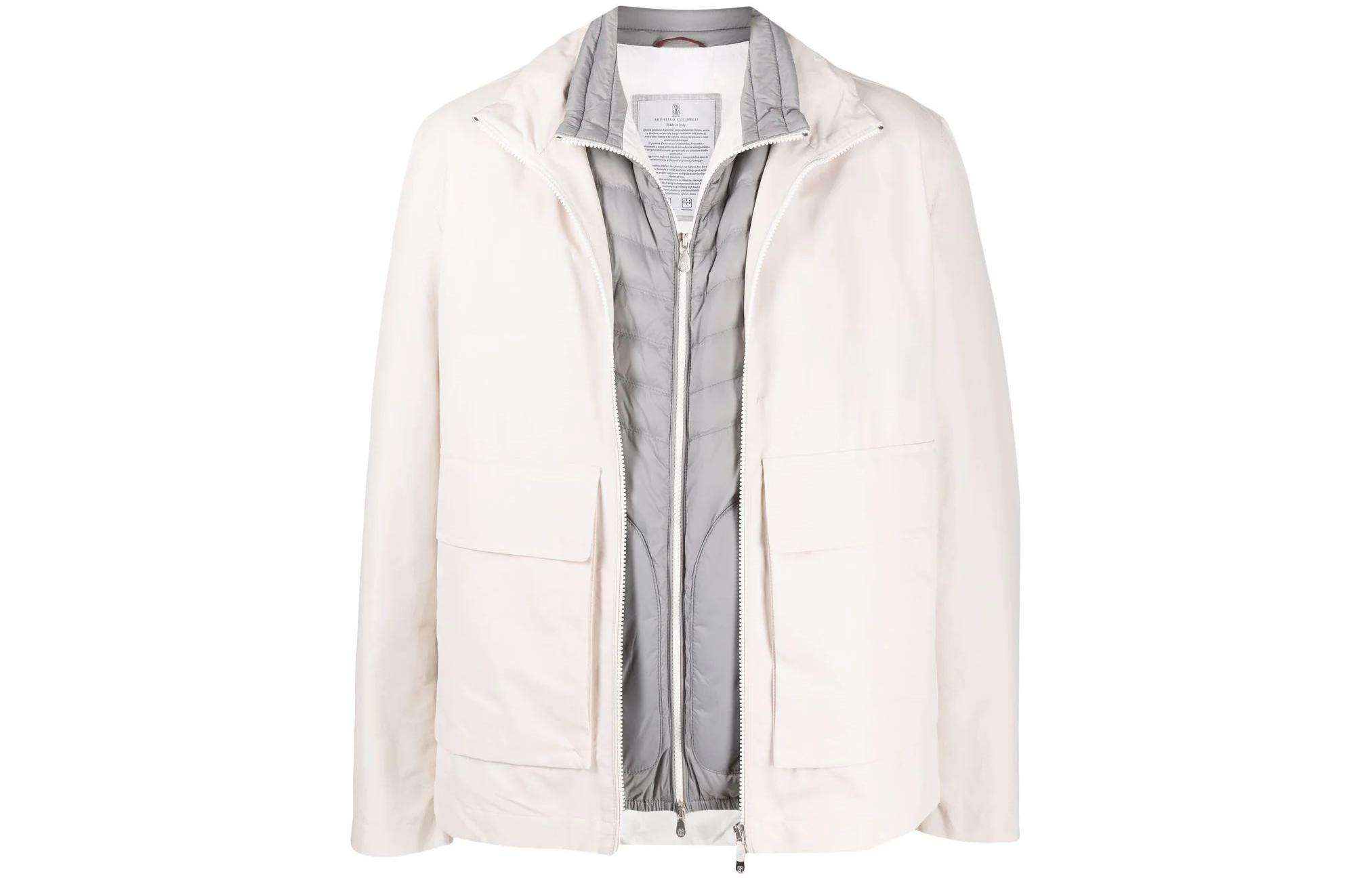 Brunello Cucinelli Layered Colorblock Jacket White MQ4206460-CYO66