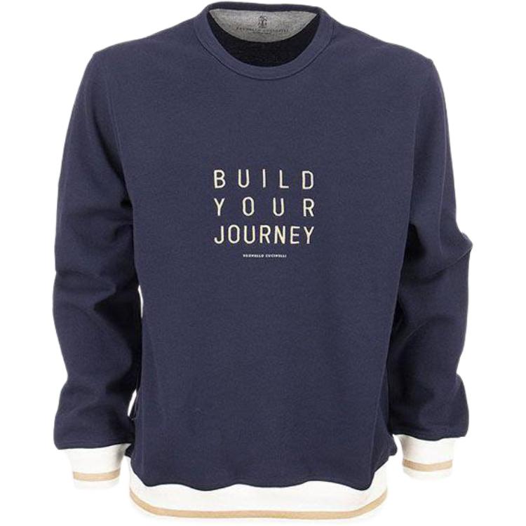 Brunello Cucinelli Letter Print Pullover Sweatshirt Navy Blue M0T359220GC-DW11