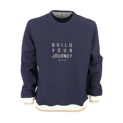 Brunello Cucinelli Letter Print Pullover Sweatshirt Navy Blue M0T359220GC-DW11