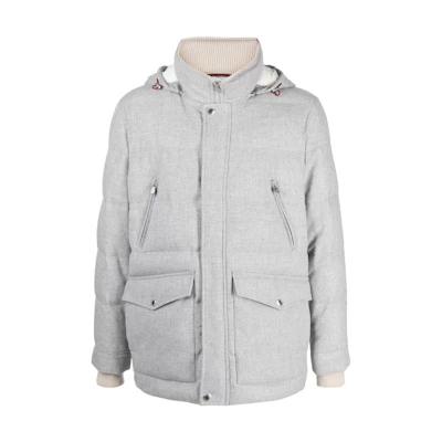 Brunello Cucinelli Light Grey Detachable Hood Full-Zip Jacket MM4851823-CSV18