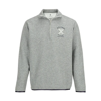 Brunello Cucinelli Light Grey Half-Zip Embroidered Logo Jacket MM818KT60-C8469