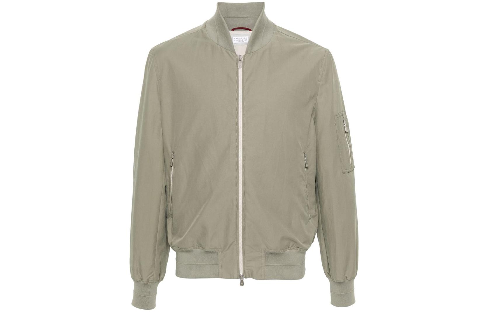 Brunello Cucinelli Light Olive Solid Zip Waterproof Bomber Jacket MY4196882-CBQ41