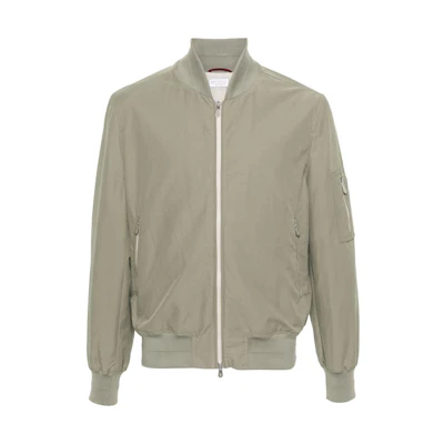 Brunello Cucinelli Light Olive Solid Zip Waterproof Bomber Jacket MY4196882-CBQ41