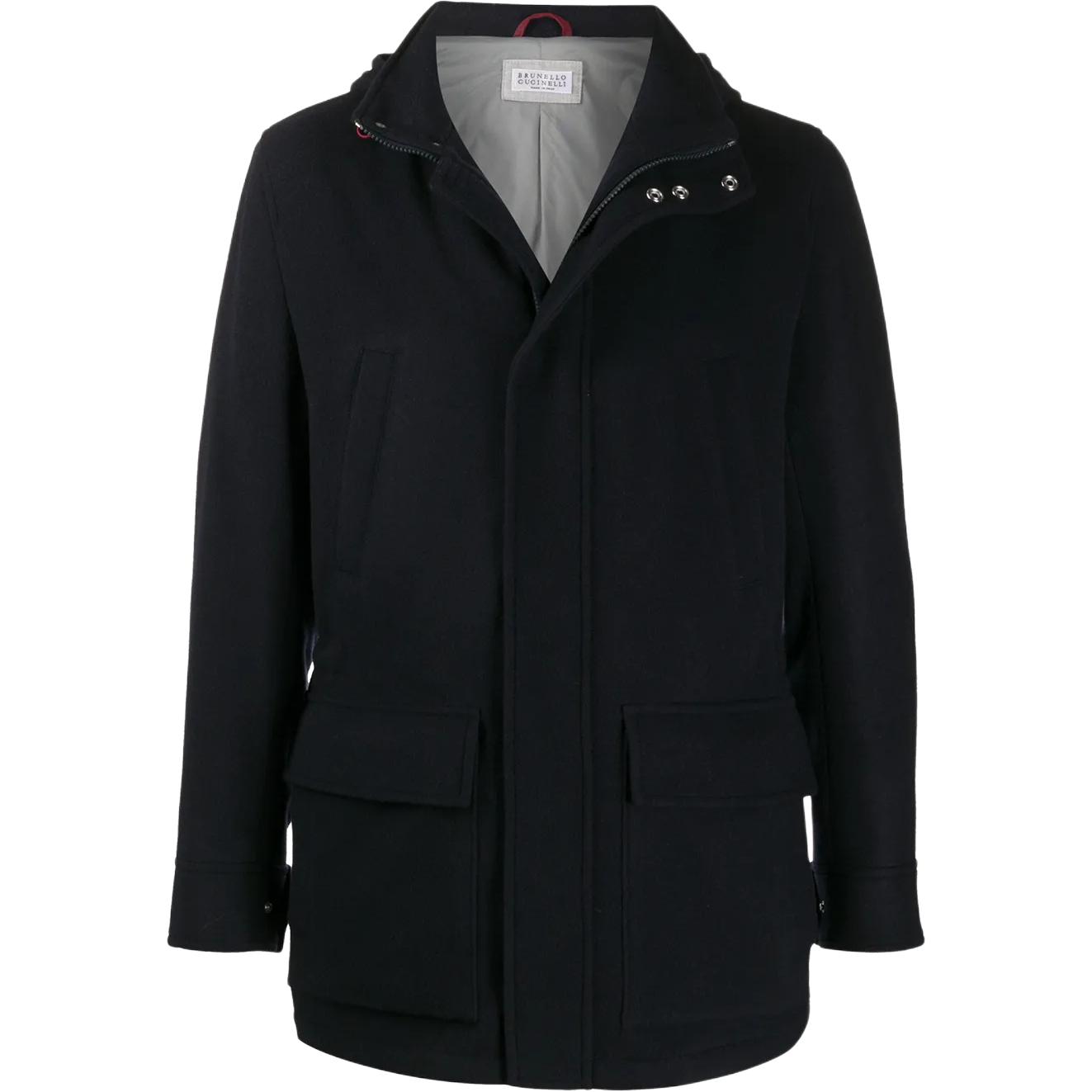 Brunello Cucinelli Long-Sleeve Hooded Jacket Deep Blue MT4976416-CL209