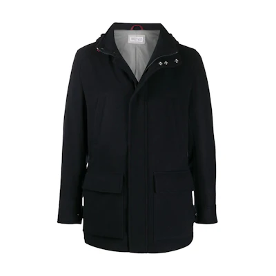 Brunello Cucinelli Long-Sleeve Hooded Jacket Deep Blue MT4976416-CL209