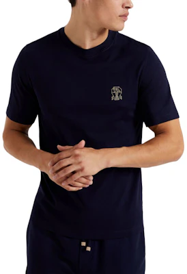 Camiseta Casual Azul de Manga Corta y Cuello Redondo para Hombre Brunello Cucinelli M0B137445G-CFY48 Lookbook Camiseta Casual Azul de Manga Corta y Cuello Redondo para Hombre Brunello Cucinelli M0B137445G-CFY48