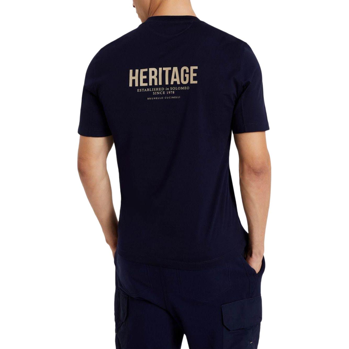 Shop Camiseta Casual Azul de Manga Corta y Cuello Redondo para Hombre Brunello Cucinelli M0B137445G-CFY48