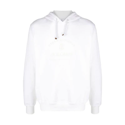 Brunello Cucinelli Men’s White Solid Logo Embroidered Hoodie MTU103149GC3397