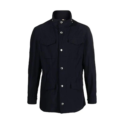 Brunello Cucinelli Multi-Pocket High-Neck Casual Jacket Navy Blue MD4796164-CSM19