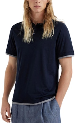 布鲁内洛·库奇内利深蓝色直筒短袖层叠款POLO衫 MD8213966-CW893 Shop 布鲁内洛·库奇内利深蓝色直筒短袖层叠款POLO衫 MD8213966-CW893