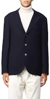 Brunello Cucinelli Navy Blue V-Neck Solid Single-Breasted Jacket MR4407BND-C003 Brunello Cucinelli Navy Blue V-Neck Solid Single-Breasted Jacket MR4407BND-C003