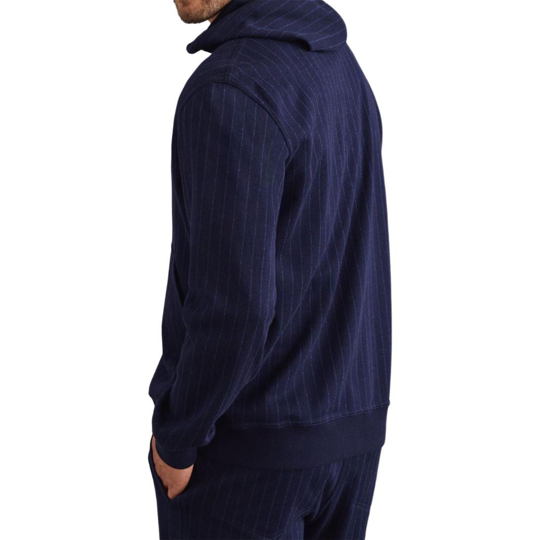 Purchase 布内洛·库奇内利海军蓝条纹长袖拉链连帽衫 MM8339069G-C705