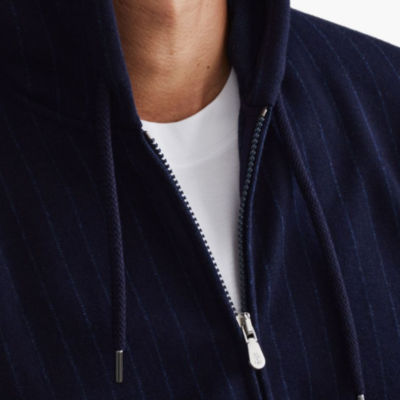 Details for 布内洛·库奇内利海军蓝条纹长袖拉链连帽衫 MM8339069G-C705