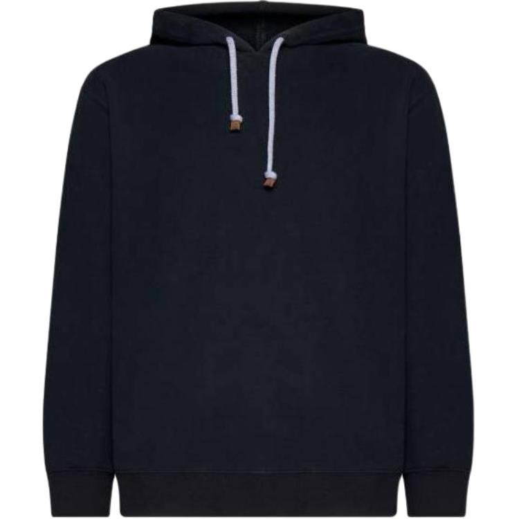 Brunello Cucinelli Plain Black Hoodie Long Sleeve Pullover MTU149021GC101