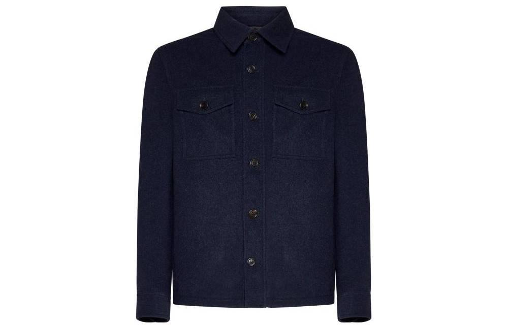 Brunello Cucinelli Plain Blue Single-Breasted Long-Sleeve Jacket for Men MT4976891CV020