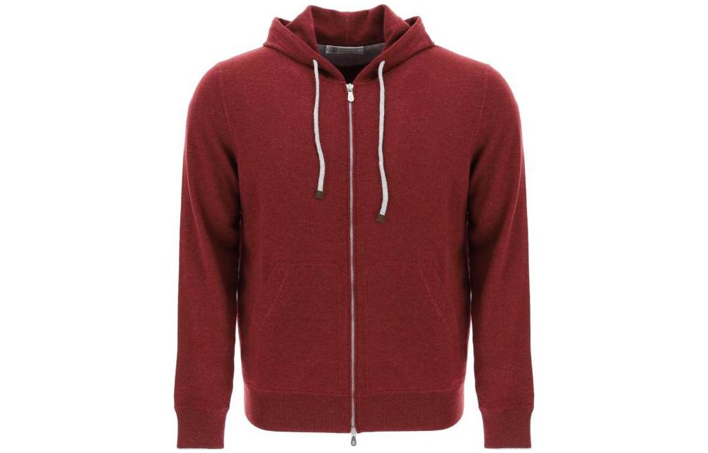 Brunello Cucinelli Red Slim Fit Solid Zip-Up Hoodie M2223246CQR25