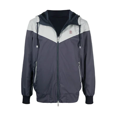 Brunello Cucinelli Reversible Hooded Jacket Navy Blue拼徽标 MM45A7389G-CI445