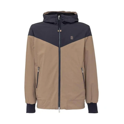 Brunello Cucinelli Reversible Patchwork Hooded Jacket Khaki MM45A7306G-CU748