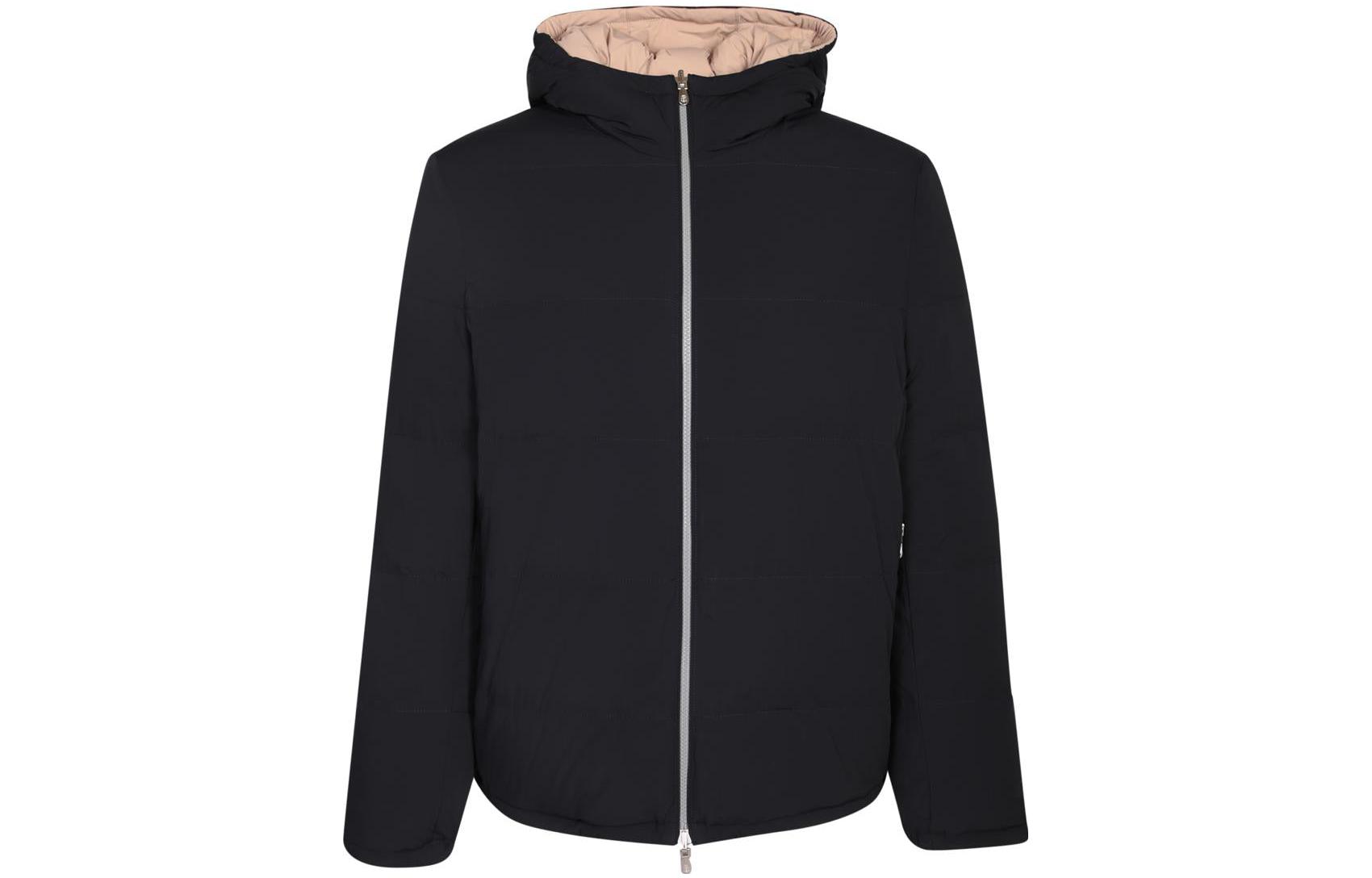 Brunello Cucinelli Reversible Solid Zip-Up Hoodie Jacket in Pirate Black MM4031944CGW48