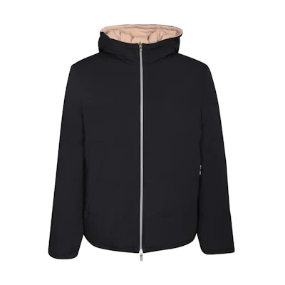 Brunello Cucinelli Reversible Solid Zip-Up Hoodie Jacket in Pirate Black MM4031944CGW48