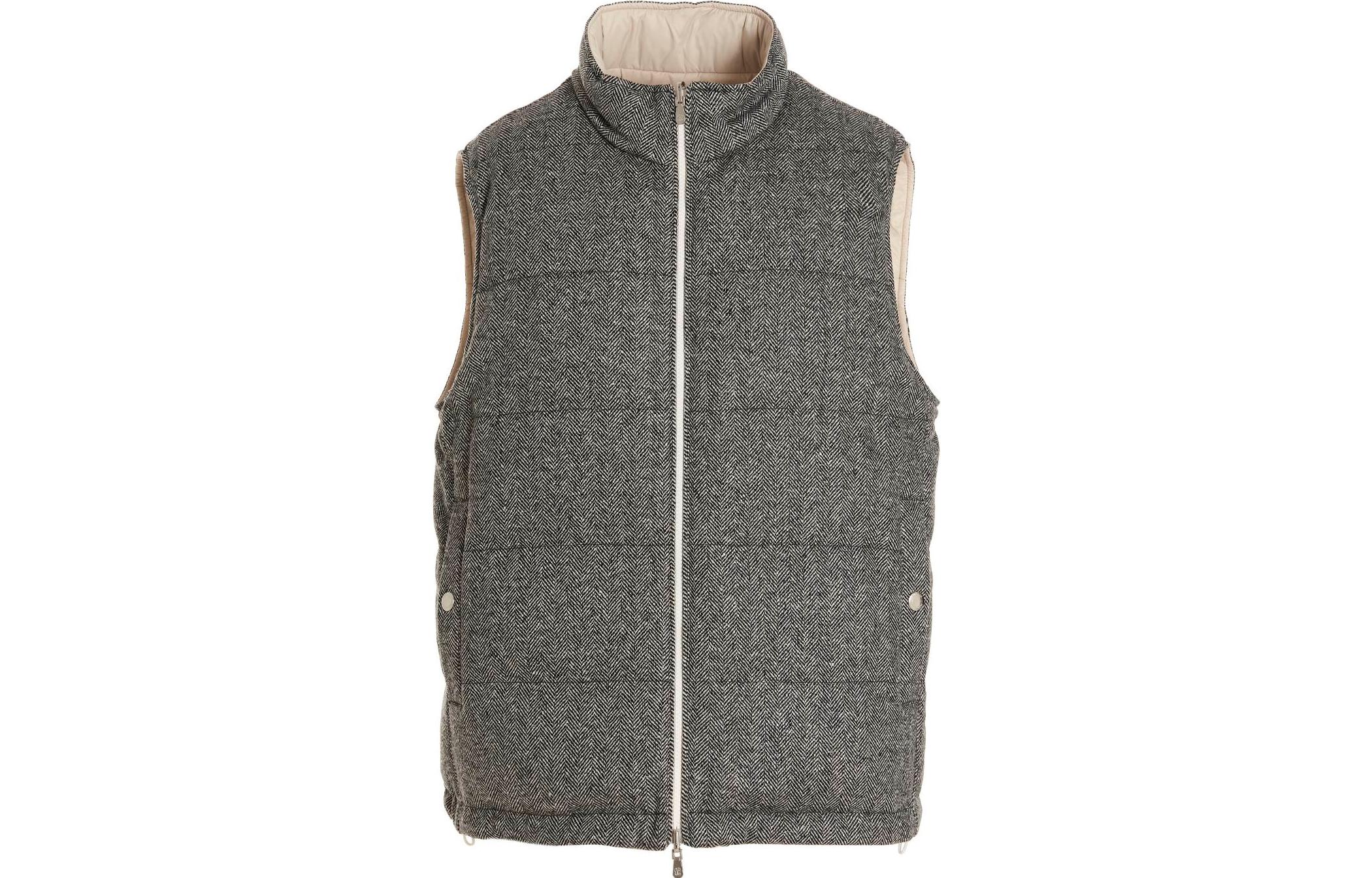 Brunello Cucinelli Reversible Zip-Up Sleeveless High-Neck Jacket MQ4231875CCG24