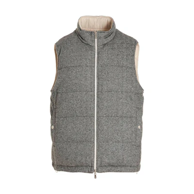 Brunello Cucinelli Reversible Zip-Up Sleeveless High-Neck Jacket MQ4231875CCG24