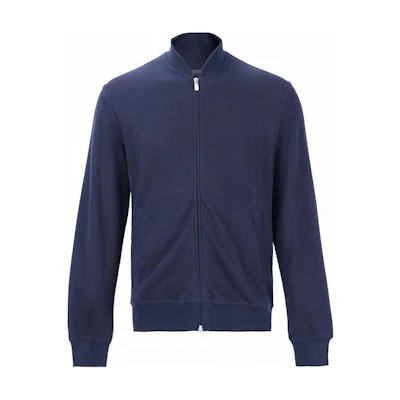 Brunello Cucinelli Ribbed Zip-Up Fashion Jacket Deep Blue M0T319072G-C039
