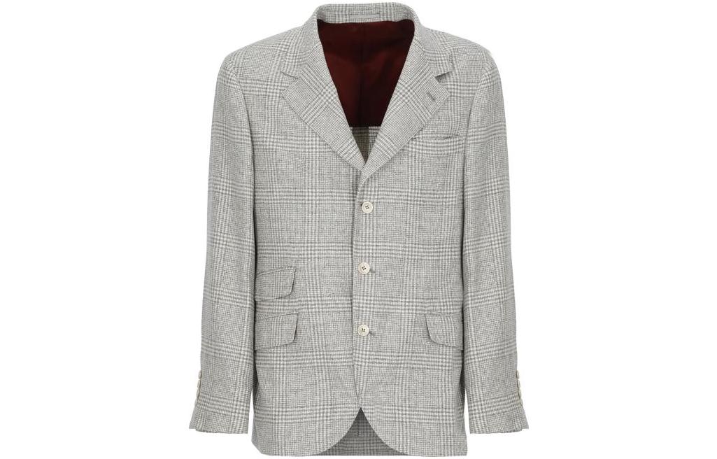 Brunello Cucinelli Single-Breasted Gray Long-Sleeve Jacket MY4367BWDC001