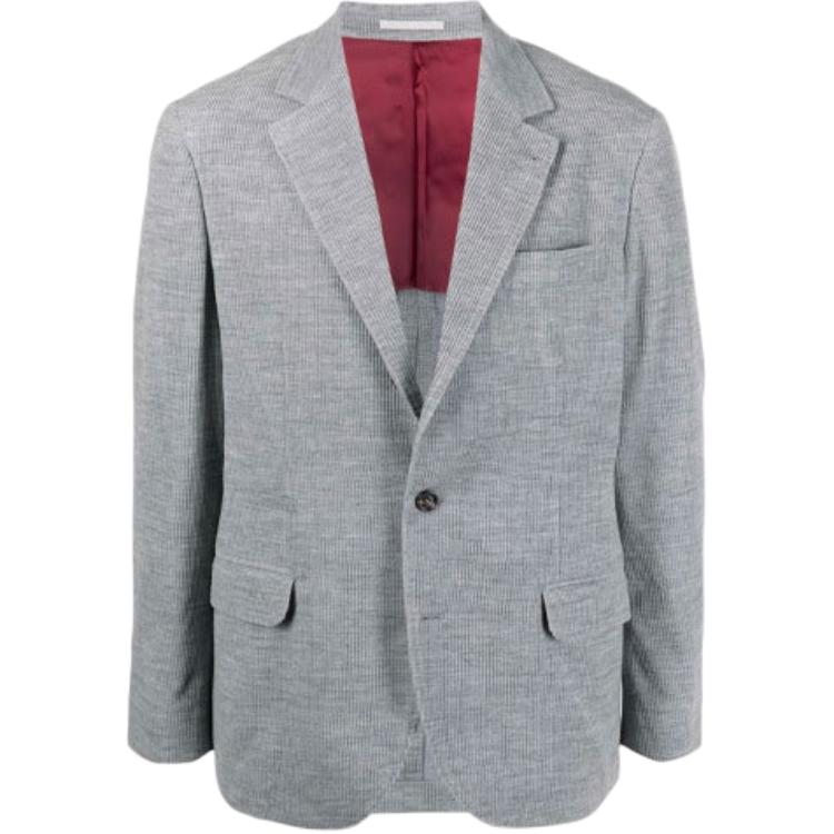 Brunello Cucinelli Single-Breasted Long-Sleeve Grey Blazer Jacket MB5957BTDC1101