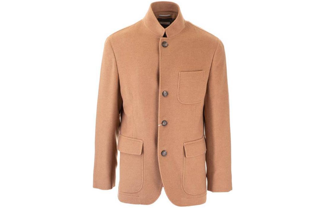 Brunello Cucinelli Slim Fit Single-Breasted Chest Pocket Jacket Light Brown MT4976270-C9240