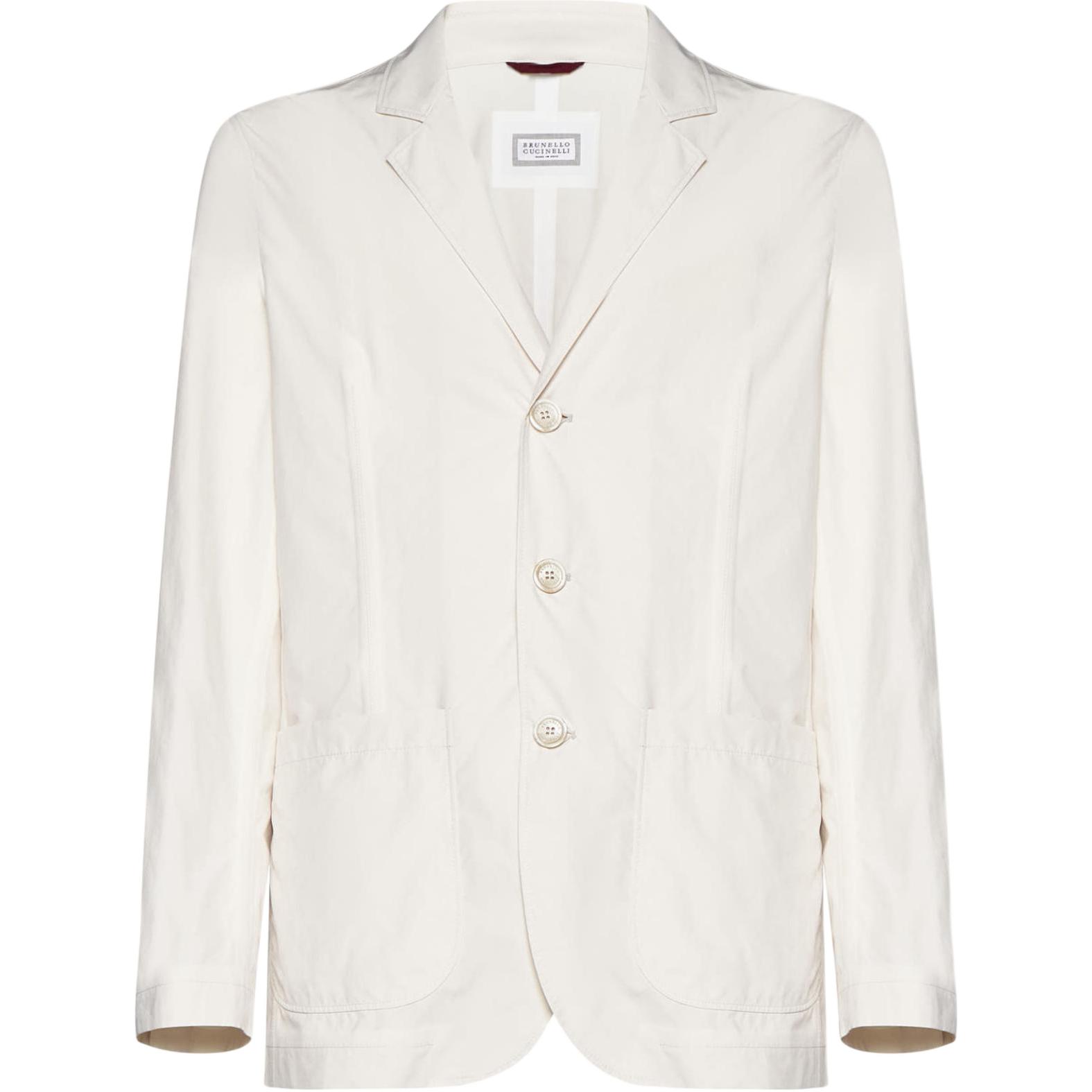 Brunello Cucinelli Slim Fit Single-Breasted White Jacket MD4796165E-CZG89