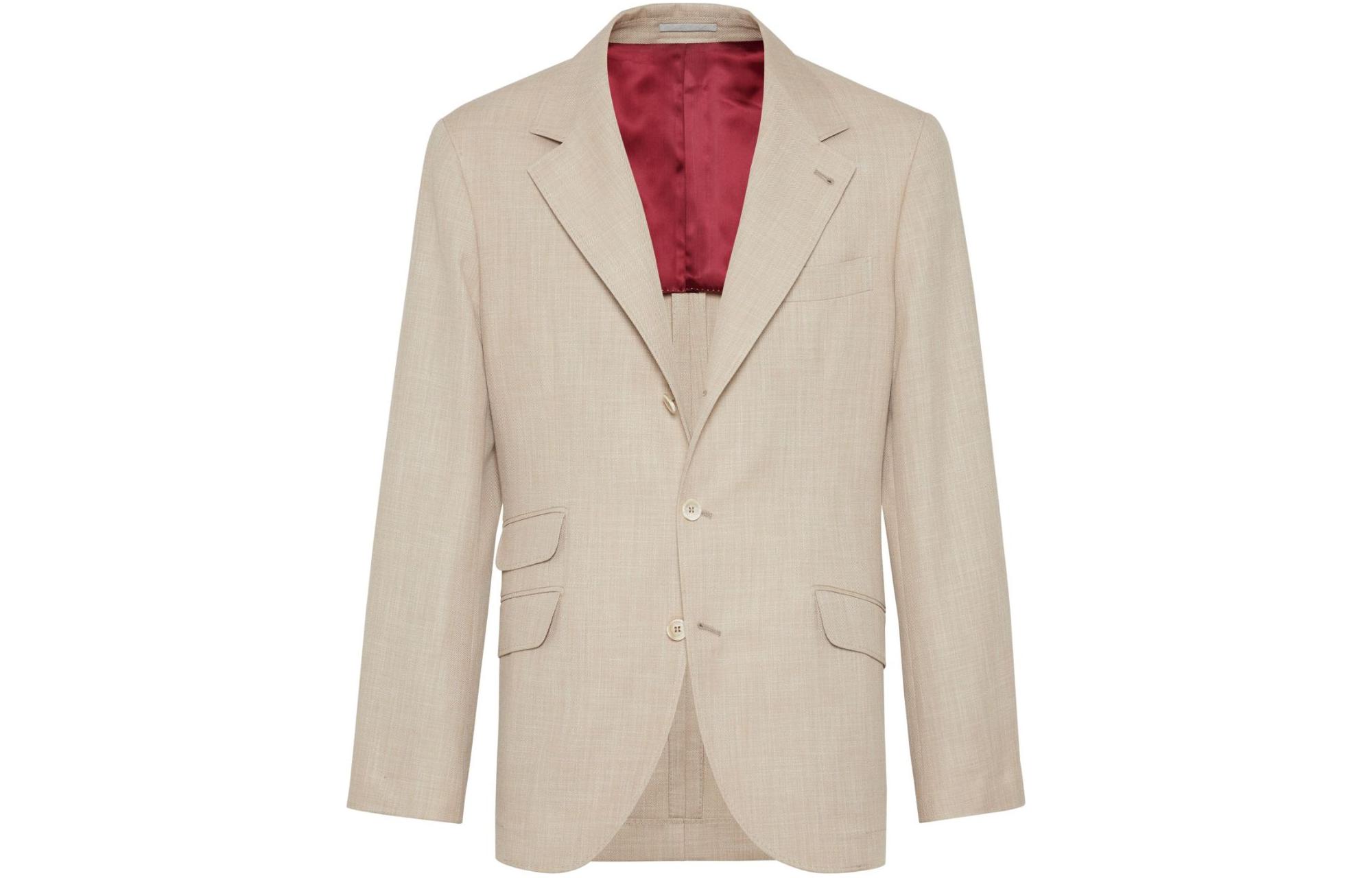 Brunello Cucinelli Slim Fit Solid Suit Jacket Light Brown MS4637BWD-C010