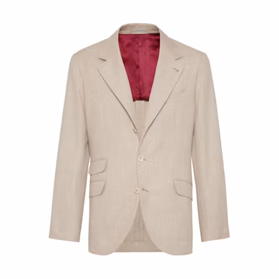 Brunello Cucinelli Slim Fit Solid Suit Jacket Light Brown MS4637BWD-C010