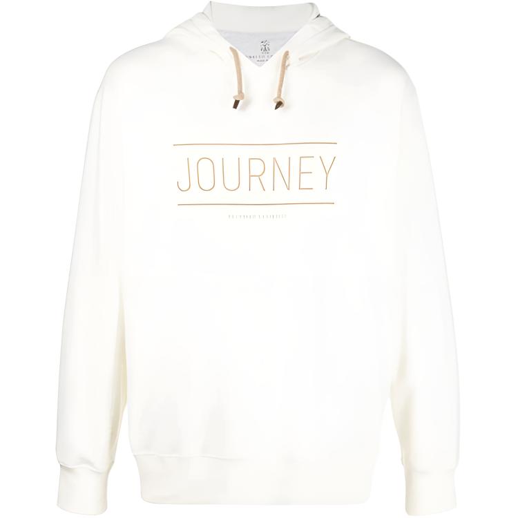 Brunello Cucinelli Slogan Print Hoodie White MTU143533-CJ852