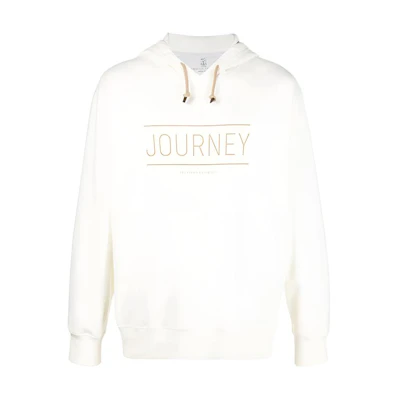 Brunello Cucinelli Slogan Print Hoodie White MTU143533-CJ852