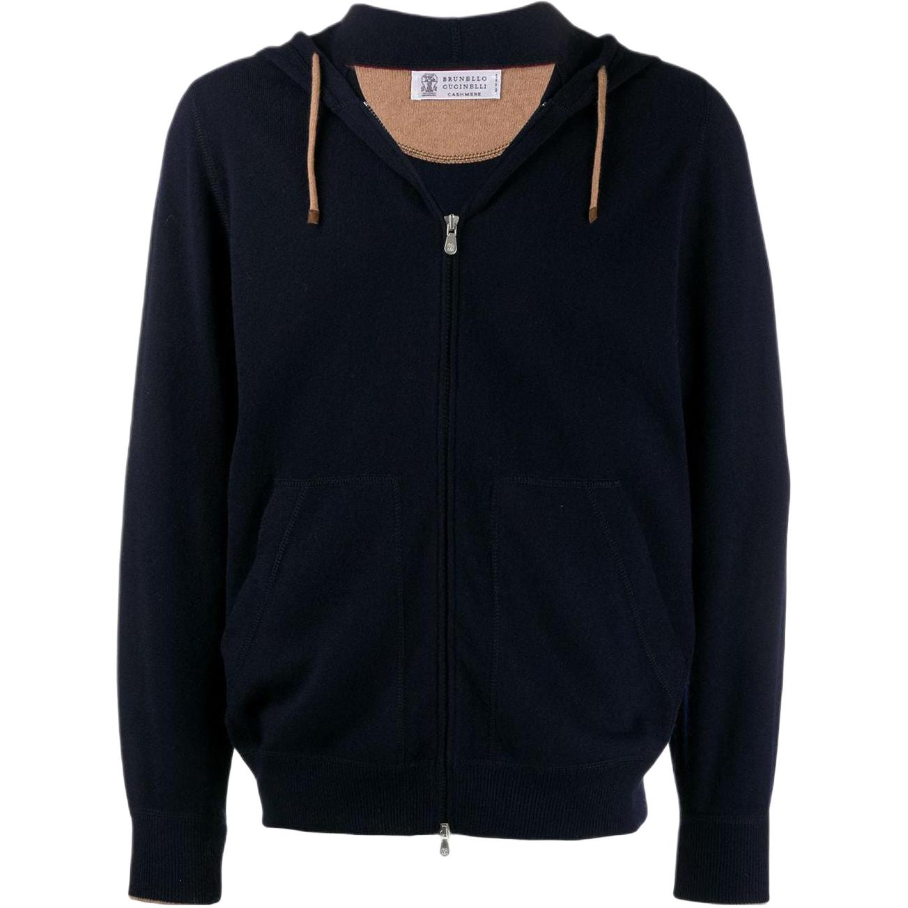 Brunello Cucinelli Solid Blue Zip-Up Hoodie for Men M2223246-CS665