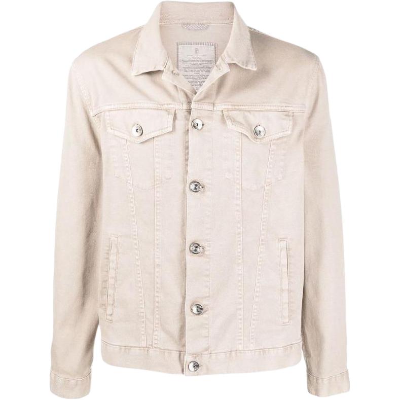 Brunello Cucinelli Solid Button-Up Long Sleeve Jacket Beige M277P6845C7233