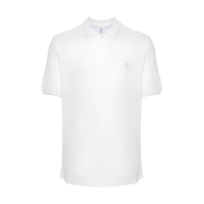 Brunello Cucinelli Solid Button Slim Fit Short Sleeve Polo Shirt Men White ME8549779G-CC984