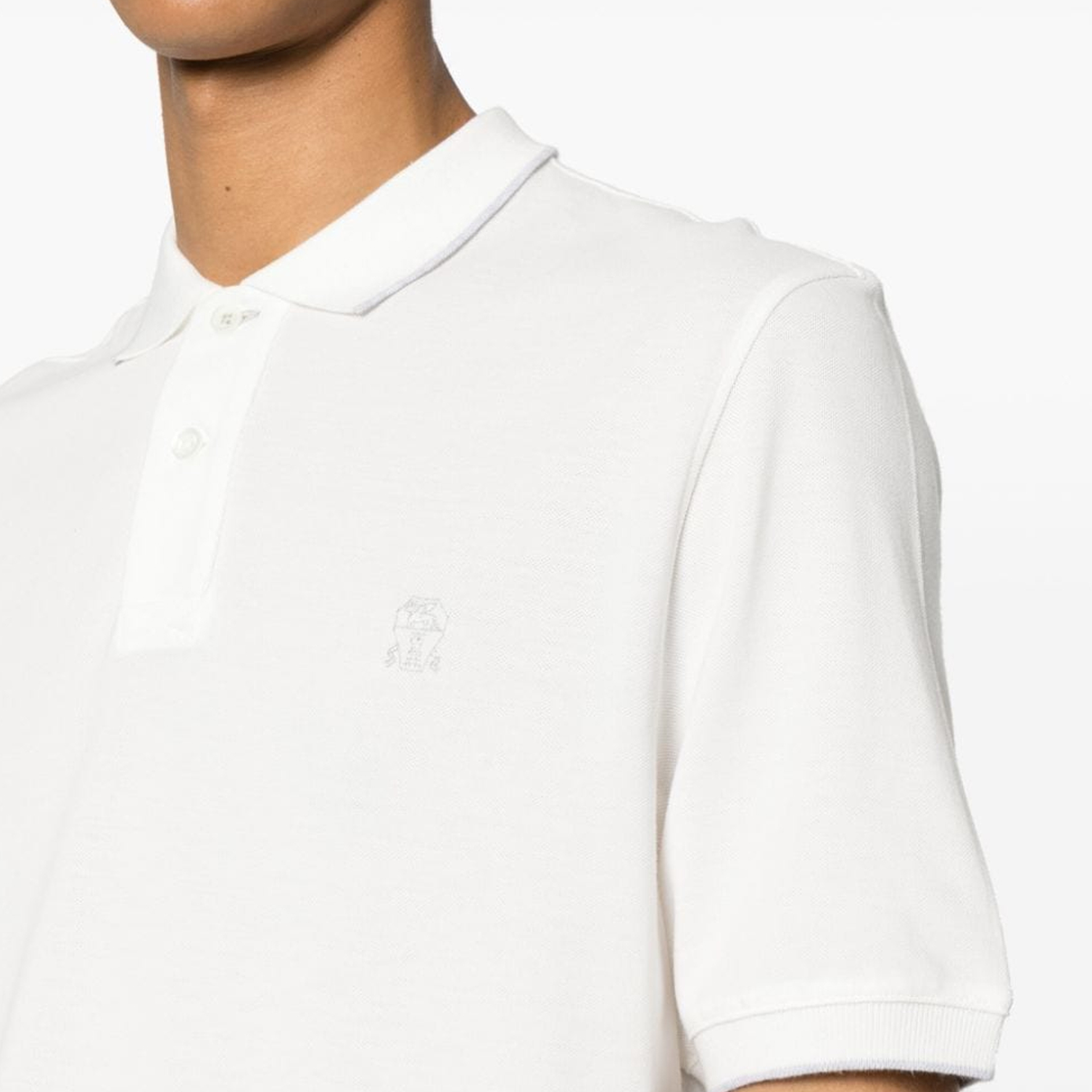 Details for Brunello Cucinelli 男士純色修身短袖Polo衫 白色 ME8549779G-CC984