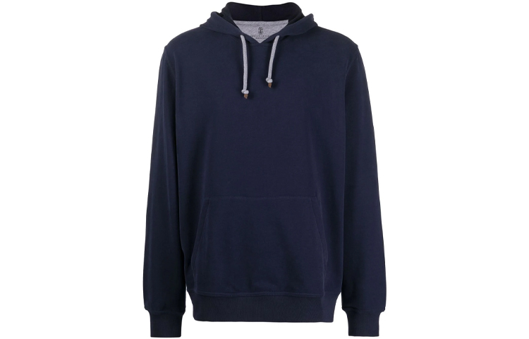 Brunello Cucinelli Solid Color Blue Long-Sleeve Hoodie MTU149007G-C6134