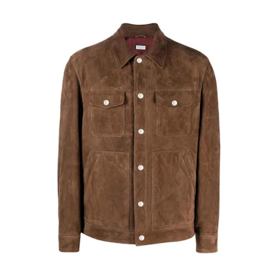 Brunello Cucinelli Solid Color Button-Up Jacket Brown MPCAE1965-CI71