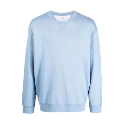 Brunello Cucinelli Solid Color Crewneck Sweatshirt Light Blue M0T353430-C9671