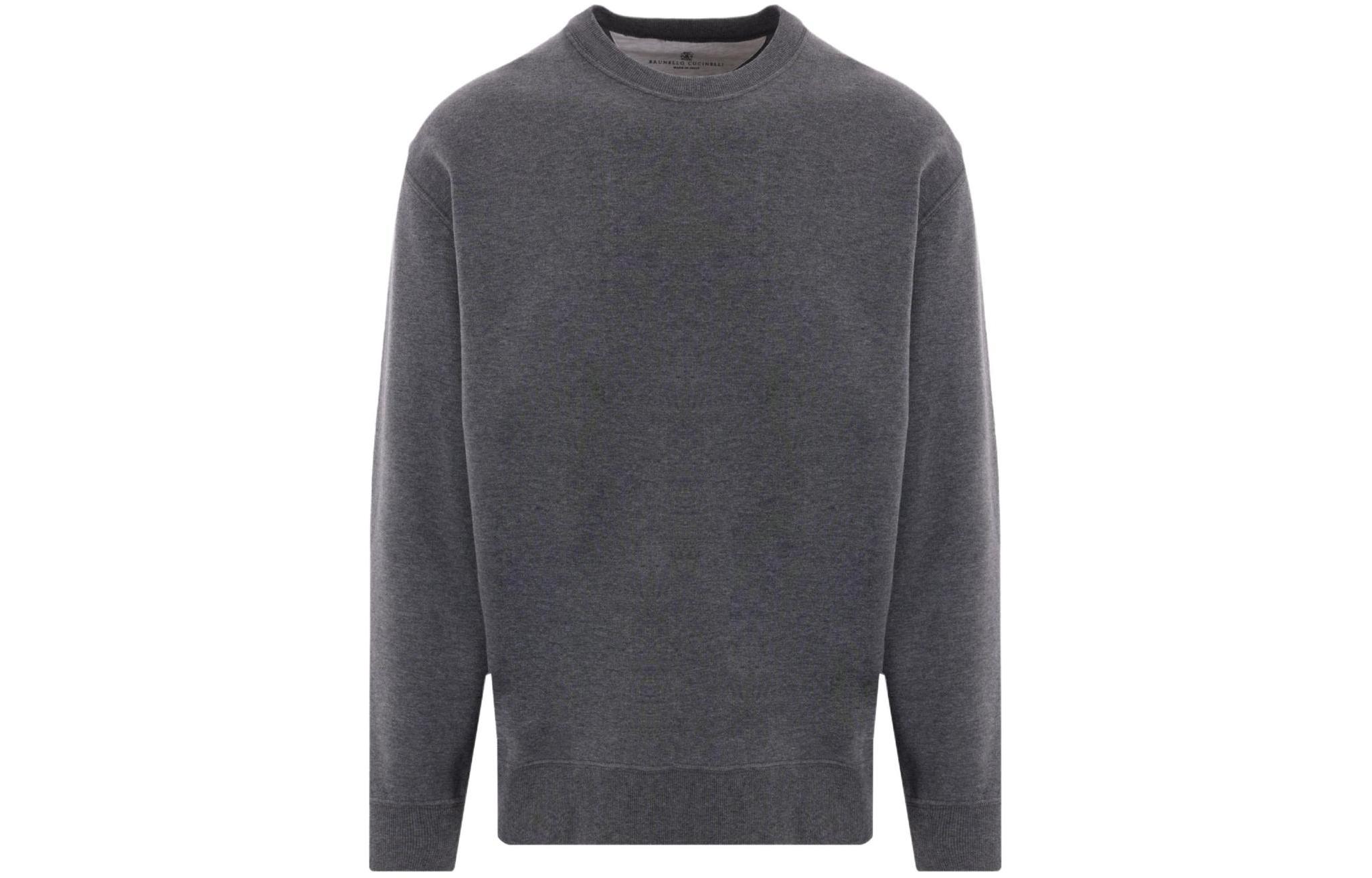 Brunello Cucinelli Solid Color Crewneck Sweatshirt in Dark Gray M0T353433-C080