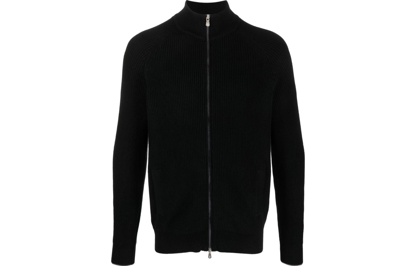 Brunello Cucinelli Solid Color High-Neck Zip Sweatshirt Black M2874656-CH101