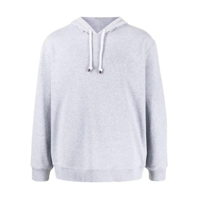 Brunello Cucinelli Solid Color Hoodie Pullover Men’s - Gray MTU149021G-C9300