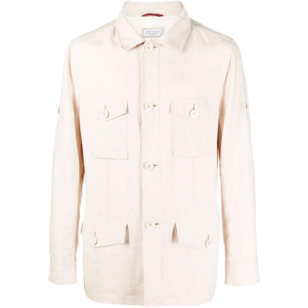 Brunello Cucinelli Solid Color Long Sleeve Button-Up Jacket for Men MW4946874-CCU55