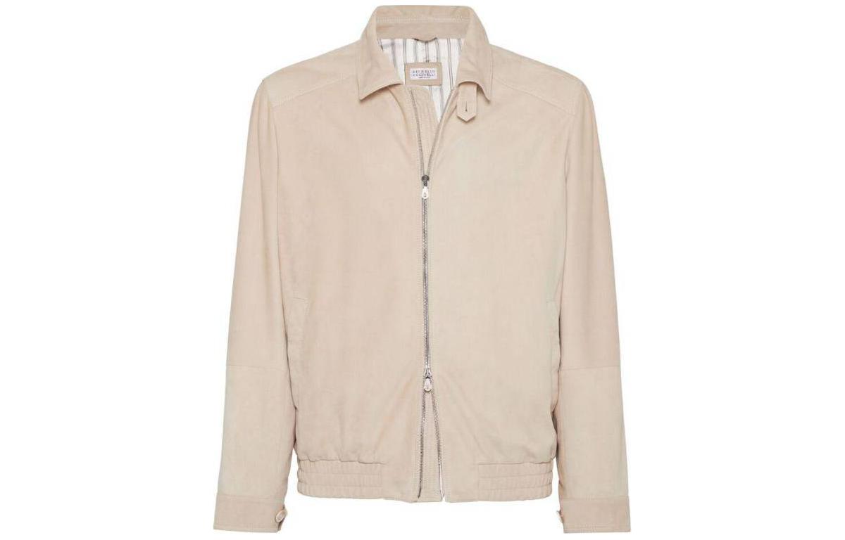 Brunello Cucinelli Solid Color Sand Beige Collared Jacket M0PCL1989-CBA18