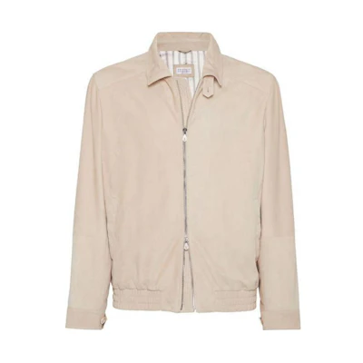Brunello Cucinelli Solid Color Sand Beige Collared Jacket M0PCL1989-CBA18